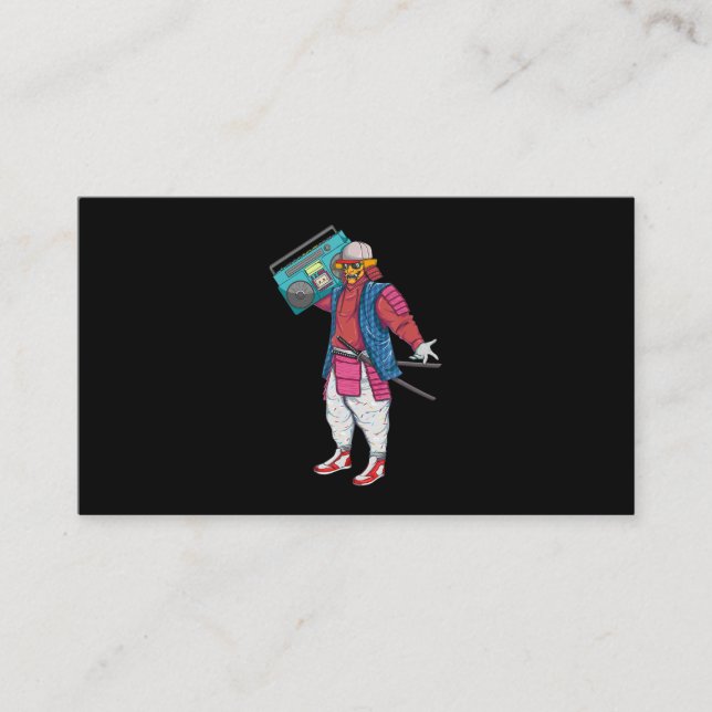 Carte De Visite Hip hop Samurai avec Boombox Stéréo 80s (Devant)