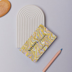 Carte De Visite Hippie les années 70 Marbre Vert Liquide Swirl Boh