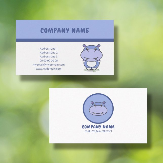 Carte de visite Hippo mou de dessin animé (Cute Hippo Business Card)