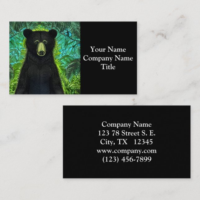 Carte De Visite Histoire amusante Petit ours noir (Devant / Derrière)