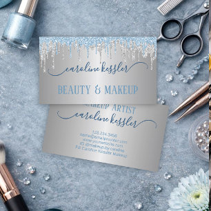Carte De Visite Hiver Ice Ciel Bleu Parties scintillant Argent Écl