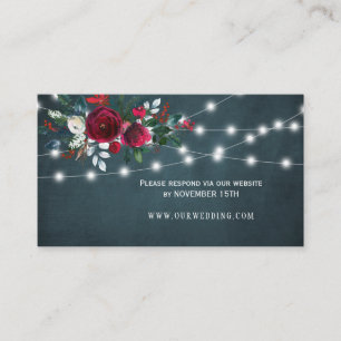 Carte De Visite Hiver rustique fleurie mariage site web RSVP insér
