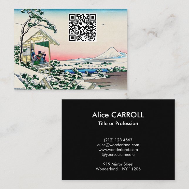 Carte De Visite Hokusai - Maison de thé à Koishikawa - Code QR (Devant / Derrière)