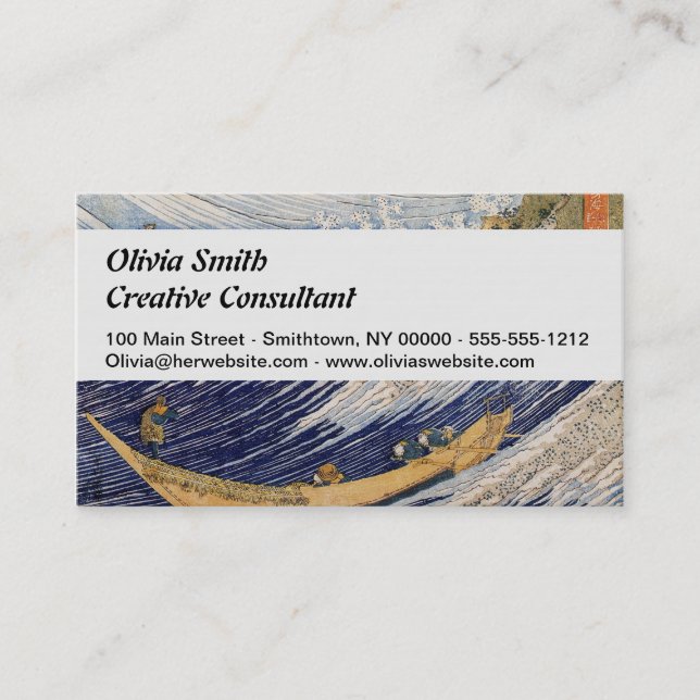Carte De Visite Hokusai Ocean Waves Sea Boats (Devant)