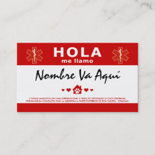 CARTE DE VISITE HOLA TENGO MASCOTAS EN CASA