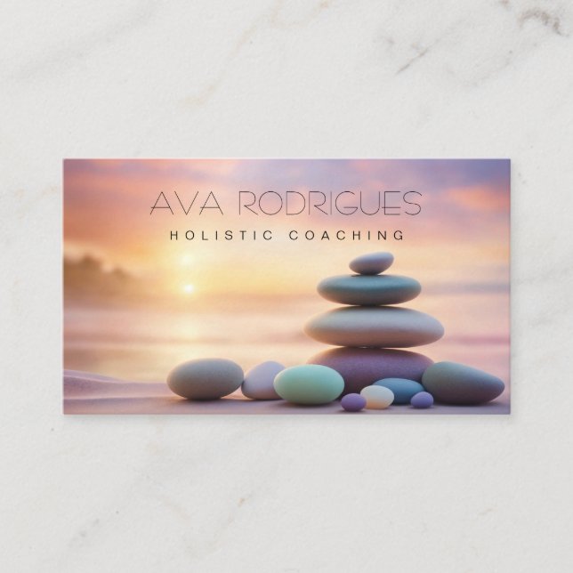 Carte De Visite Holistic Coach pastel lac & pierres de guérison (Devant)