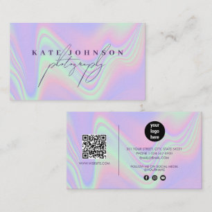 Carte De Visite Hologramme de signature Code QR Médias sociaux