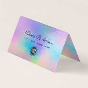 Carte De Visite Hologramme moderne Faux Arc-en-ciel Iridescente