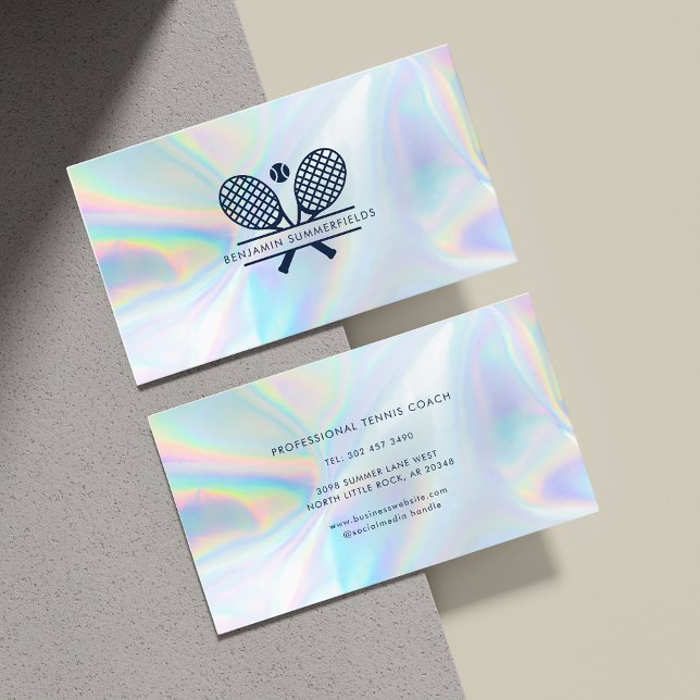 Carte De Visite Hologramme personnel entraîneur de tennis (Personal Tennis Coach Holographic Business Card)
