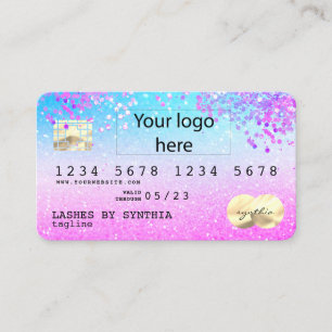 Carte De Visite Holograph Pastel unicorn Modern Credit Card LOGO