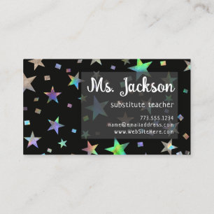 Carte De Visite Holograph Rainbow Stars Event Planner Professional