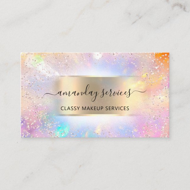 Carte De Visite Holograph Shop Logo Makeup Artist QR Code  (Devant)