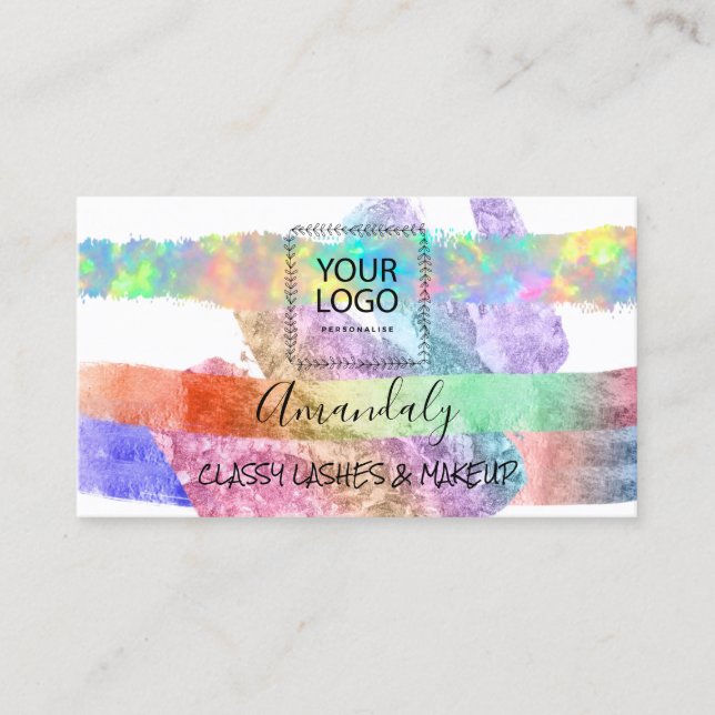 Carte De Visite Holographe de peinture de logo de maquillage profe (Devant)