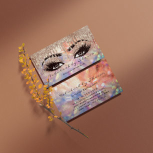 Carte De Visite Holographe du Rose de la goutte de cire de maquill