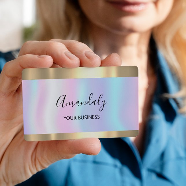 Carte De Visite Holographe Gold Holographe Rose pour maquillage de (Créateur téléchargé)