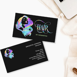 Carte De Visite Holographe Hair styliste typographie extension che