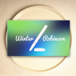 Carte De Visite Holographe moderne bleu vert turquoise