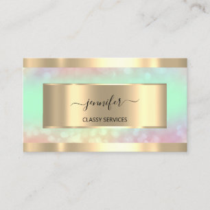 Carte De Visite Holographe Or Salon à ongles Mint Coiffeur OMBRÉ