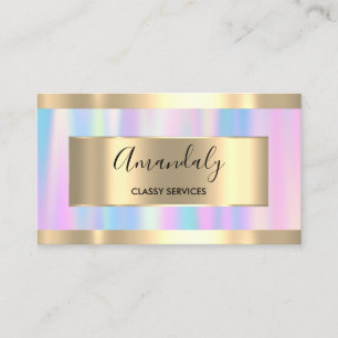 Carte De Visite Holographe professionnel Rose Gold Pink Busin