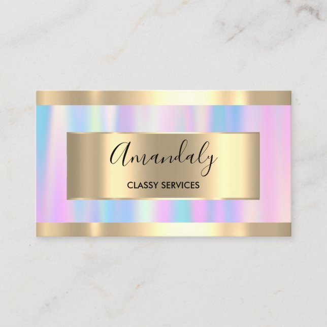 Carte De Visite Holographe professionnel Rose Gold Pink Busin (Devant)
