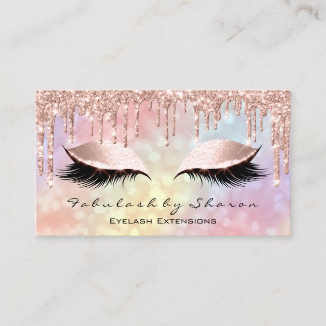 Carte De Visite Holographe Rose de maquillage Eyelash Drips (Devant)