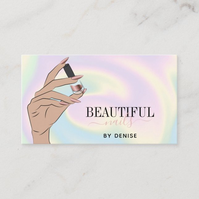 Carte De Visite holographe salon de ongles femme main nails techni (Devant)