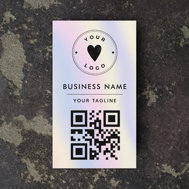 Carte De Visite Holographic Pastel Rainbow Ajouter votre logo et v (Créateur téléchargé)