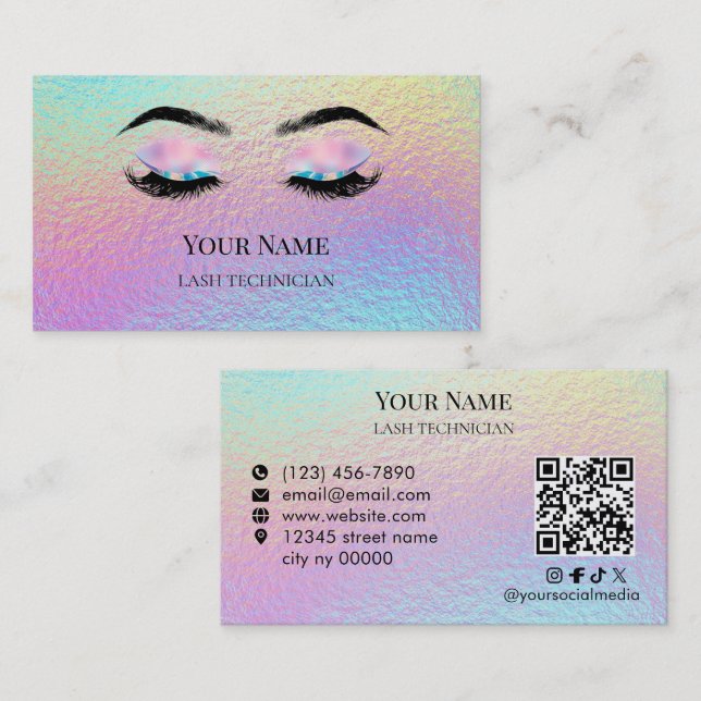 Carte De Visite Holographic QR code Lash Technician (Devant / Derrière)