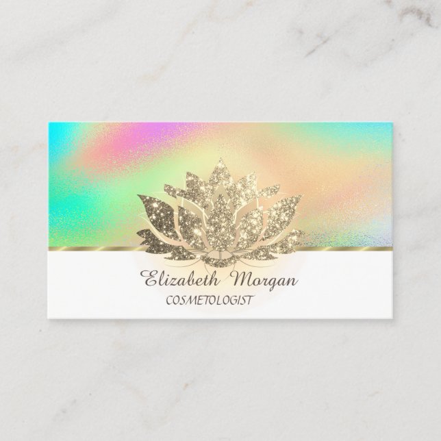 Carte De Visite Holographie couleur Lotus Parties scintillant or (Devant)