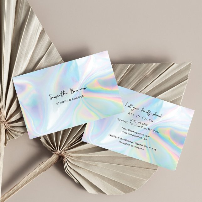 Carte De Visite Holographie de script du gestionnaire d'entreprise (Holographic Script Modern Business Card)