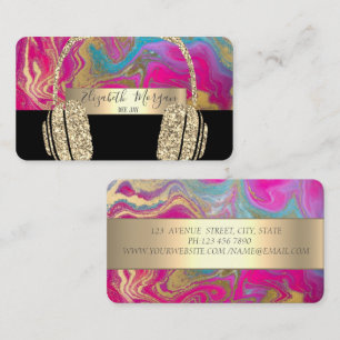 Carte De Visite Holographie moderne Black Gold Parties scintillant