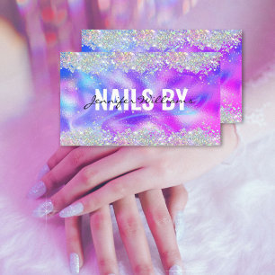 Carte De Visite Holographie Parties scintillant Nails Technicien S
