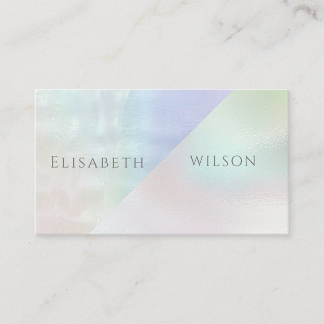 Carte De Visite Holographie professionnelle élégante perle iridesc (Devant)