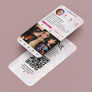 Carte De Visite Holographie rose Pearl Instagram moderne