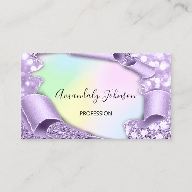 Carte De Visite Holographique 33D Effet de maquillage violet Artis (Devant)