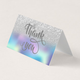 Carte De Visite Holographique Argent Bokeh Merci