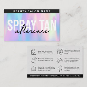 Carte De Visite Holographique Editable SSauf Spray Tan Après-Care 
