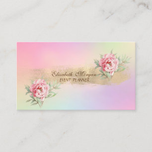 Carte De Visite Holographique Élégant, Coup de Pinceau Fleurs