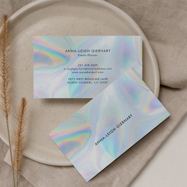 Carte De Visite Holographique Elegant Professionnel (Minimalist Holographic Typography Business Card)