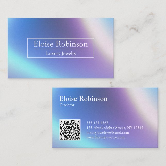 Carte de visite Holographique élégant QR Code (Devant / Derrière)