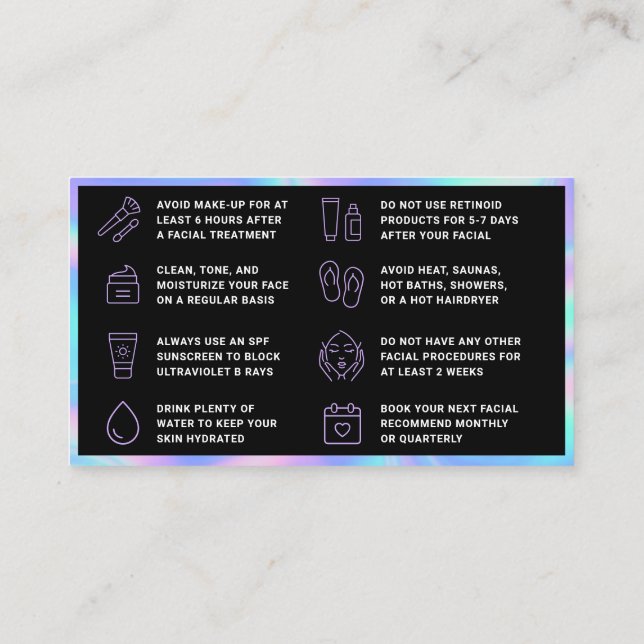 Carte De Visite Holographique Lash Lift Et Tint Afcare Card (Dos)