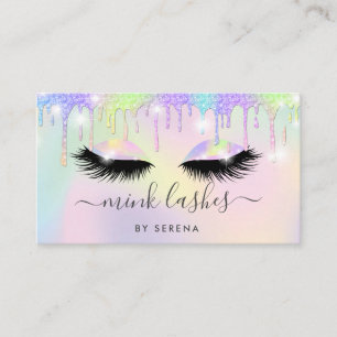 Carte De Visite Holographique licorne maquillage cils parties scin