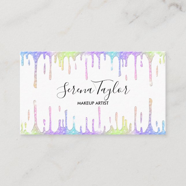 Carte De Visite Holographique licorne maquillage cils parties scin (Devant)