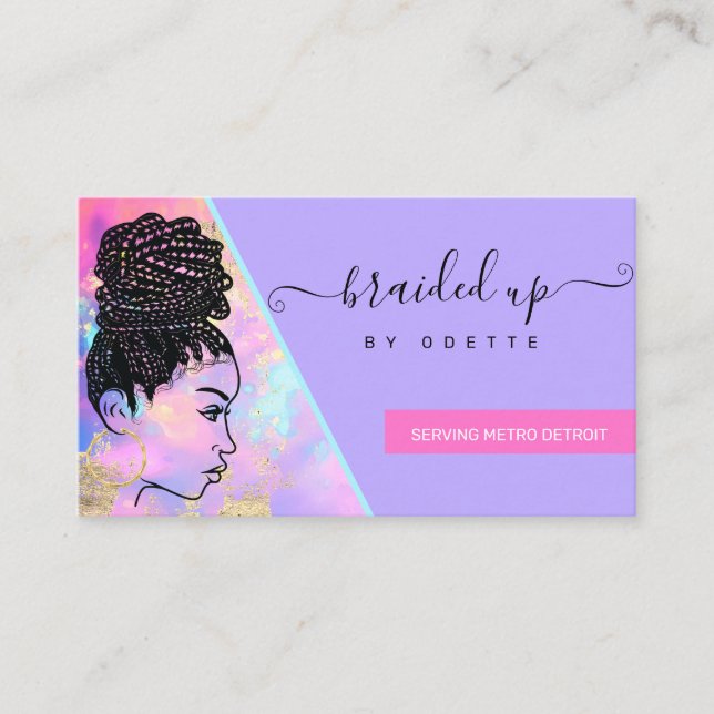 Carte De Visite Holographique moderne Braider Stylist (Devant)
