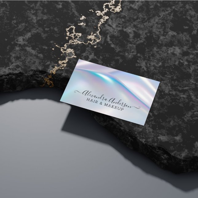 Carte De Visite Holographique moderne élégant Élégant Iridescente (Modern Stylish Holographic Elegant Iridescent Business Card)