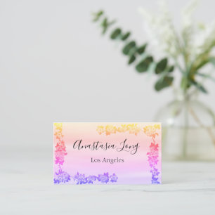 Carte de visite Holographique moderne Fleurs roses