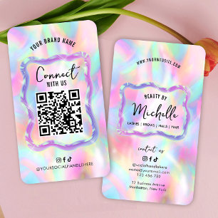 Carte De Visite Holographique Neon Opal Girl Social Media Code QR