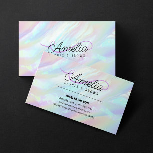 Carte De Visite Holographique Opal Pierres Oeil Lashes Brosses Maq