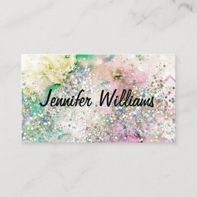 Carte De Visite Holographique Parties scintillant aquarelle Pastel (Devant)