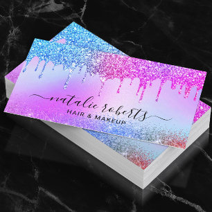 Carte De Visite Holographique Parties scintillant bleu rose Drives